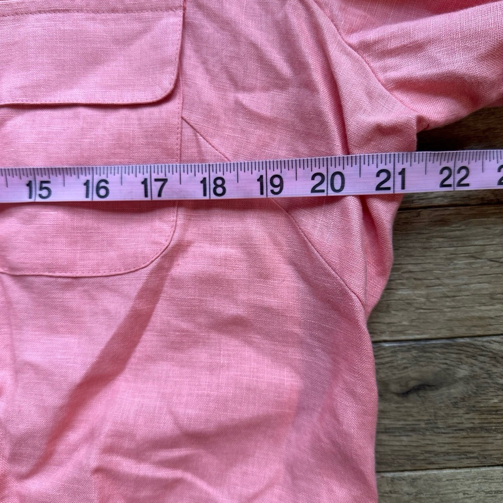 Edward Button Up Shirt Womens Large Embroidered Beaded 100% Linen Pink Vintage - Picture 5 of 7